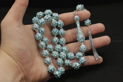 مسباح فضة طبيعية مع فيروز طبيعي