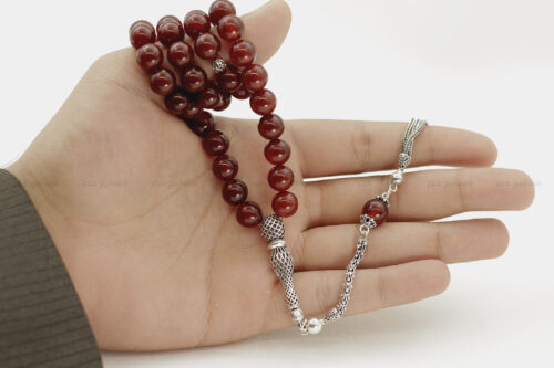 حجر عقيق مع طقم فضة