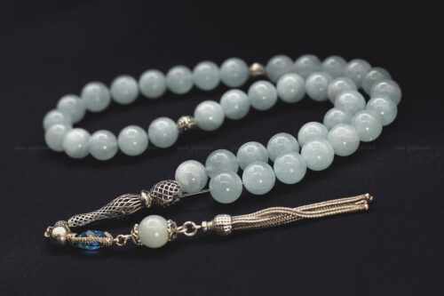 حجر الأكوامارين مع طقم فضة