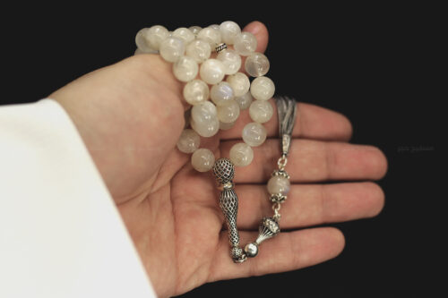 حجر القمر مع طقم فضة