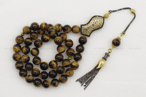 حجر عين النمر طبيعي مع فضة